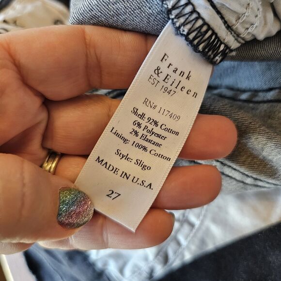 Frank & Eileen Size 27 Jeans Black SLIGO 1991 Wash, Italian Performance Denim - Picture 6 of 8